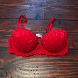 Red lace bra